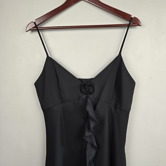 ALYN PAIGE Y2K 90's Ruffle Spaghetti Strap‎ Dress Black Women 13/14 Dark Romance - Picture 2 of 14